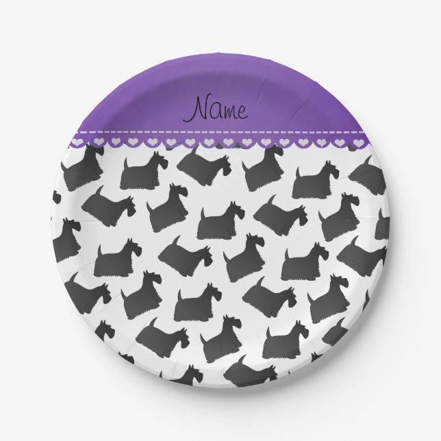 Prato De Papel Cães escoceses brancos conhecidos personalizados (Frente)