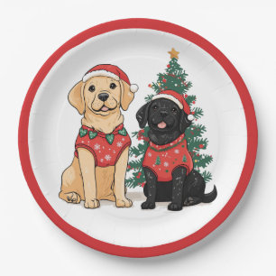 Prato De Papel Cães Labrador Retriever de Natal