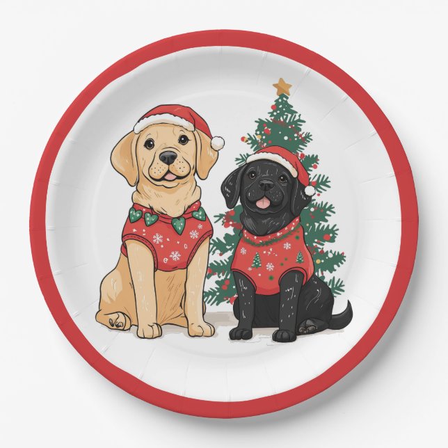 Prato De Papel Cães Labrador Retriever de Natal (Frente)