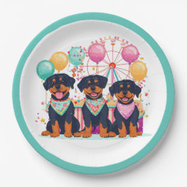 Prato De Papel Cães Rottweiler Num Carnaval