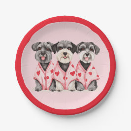 Prato De Papel Cães Schnauzer no Dia dos Namorados