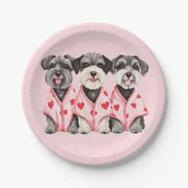 Prato De Papel Cães Schnauzer no Dia dos Namorados