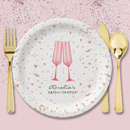 Prato De Papel Café da Manhã Cor-de-Rosa e Brunch Nupcial com Esp