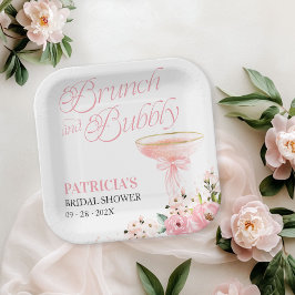 Prato De Papel Café da Manhã Floral com Laço Rosa e Espumante Chá