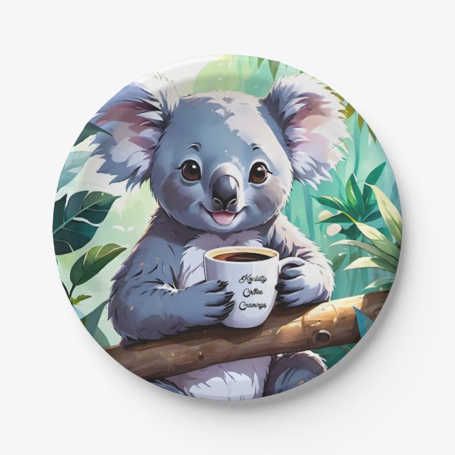 Prato De Papel Café da Selva de Cozy Koala (Frente)