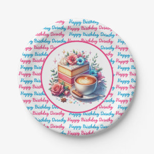 Prato De Papel Café e Bolo de Aniversário Personalizados