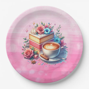 Prato De Papel Café e Bolo de Aniversário Personalizados