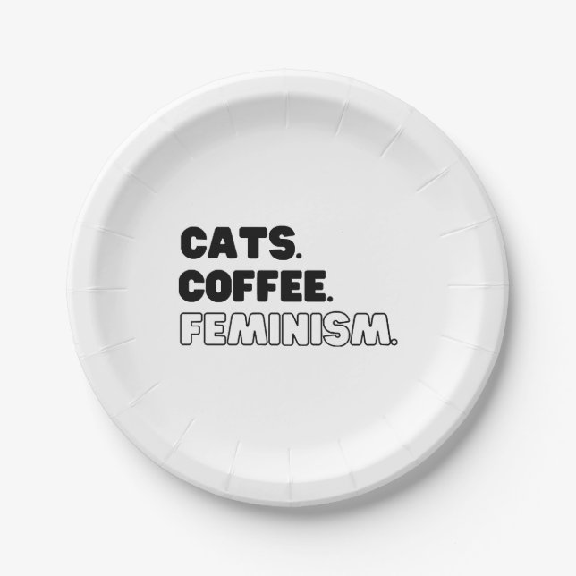 Prato De Papel Café Gatos Feminismo (Frente)