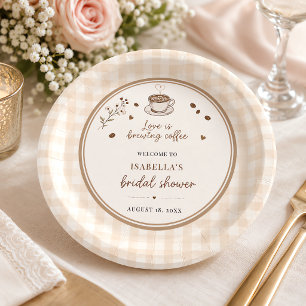 Prato De Papel Café Love Is Brewing Boho Bege Personalizado