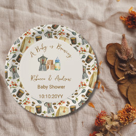 Prato De Papel Café Um Bebê Está Fazendo Chá de fraldas