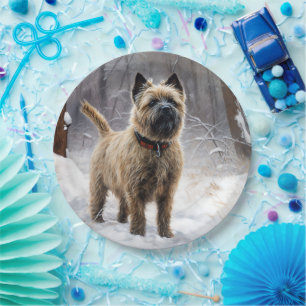 Prato De Papel Cairn Terrier Deixe-o nevar no Natal