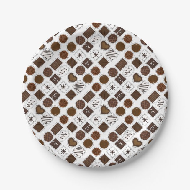 Prato De Papel Caixa de Dias de os namorados de chocolates (Frente)