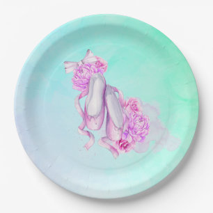 Prato De Papel Calçados cor-de-água rosa com pedreiros e Arcos