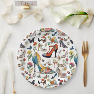 Prato De Papel Calçados Florais de Alto Céu Flores Borboletas