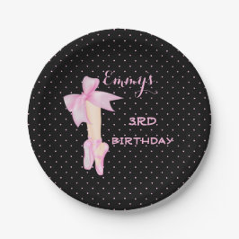 Prato De Papel Calçados para balés Ballerina cor-de-rosa e Bolinh