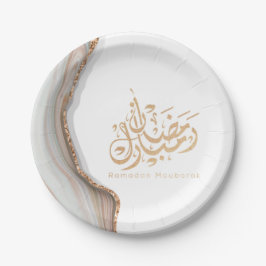 Prato De Papel Caligrafia arábica de Ramadan mubarak
