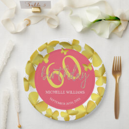 Prato De Papel Caligrafia Dourada à borboleta Elegante