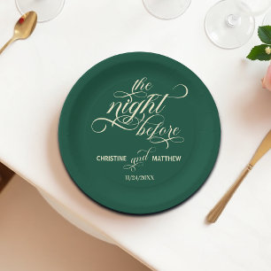 Prato De Papel Caligrafia Elegante Na Noite Antes Do Casamento Te