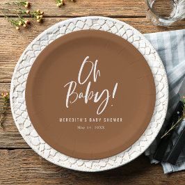 Prato De Papel Caligrafia Simples Chá de fraldas Neutro de Gênero