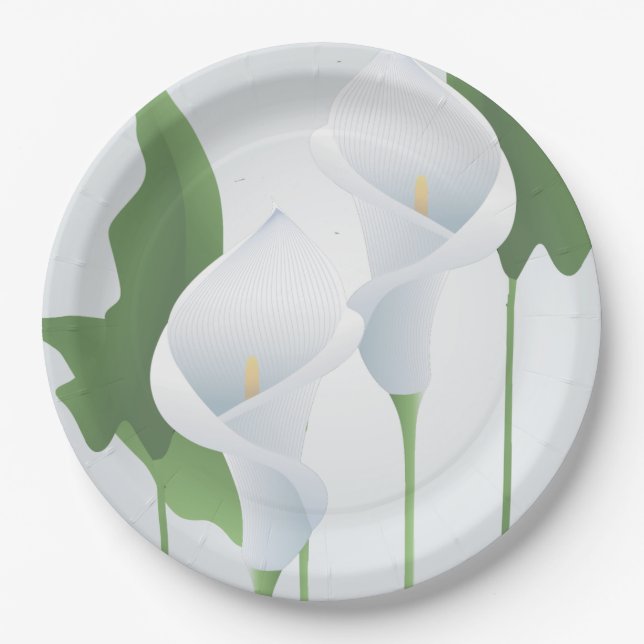 Prato De Papel Calla Lily Floral Paper Plates (Frente)