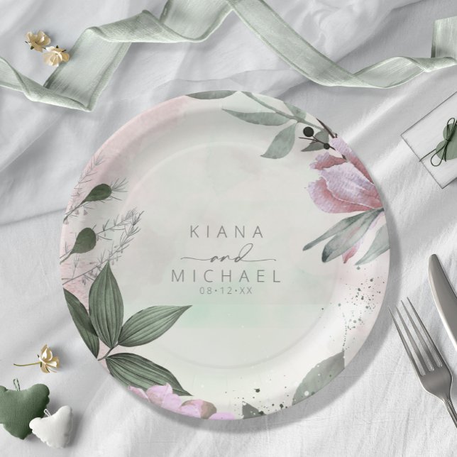 Prato De Papel Calliografia Floral Wedding Mauve ID771 (Criador carregado)