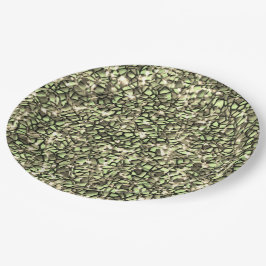 Prato De Papel Camadas de mosaico em sépia esverdeada grosseira e