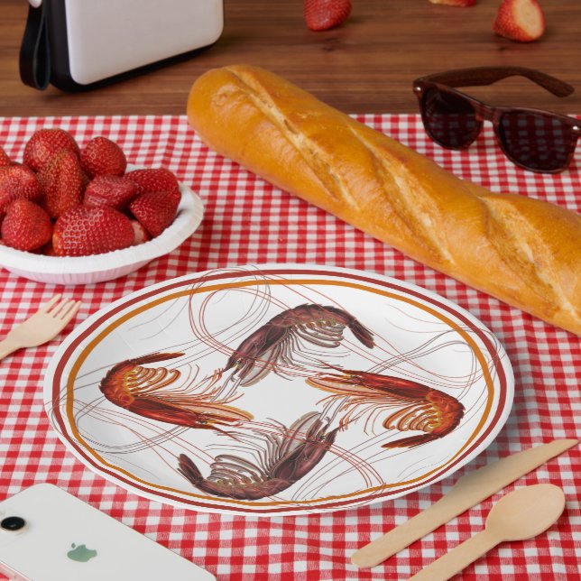 Prato De Papel Camarão-Camarão-Grande-Antenas-Camarões-marisco (Piquenique)