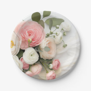 Prato De Papel Camellias rosa e branca