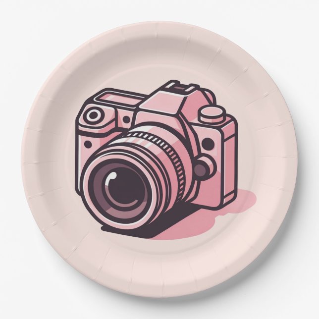 Prato De Papel Câmera DSLR Rosa na Moda Fotografia Personalizada (Frente)