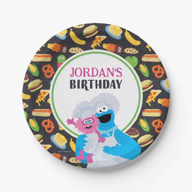 Prato De Papel Caminhão de Foodie Chalkboard Monster Cookie (Frente)