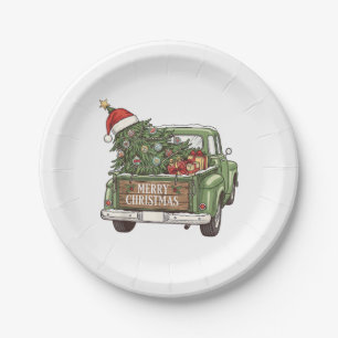 Prato De Papel Caminhão de Natal Vintage Feliz Natal Homens Mulhe