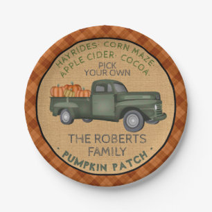 Prato De Papel Caminhão de Vintagem da Fazenda de Pumpkin Patch 