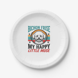 Prato De Papel Camisa Bichon Frise Espírito Vintage Arte de Cacho