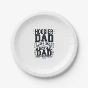 Prato De Papel Camisa com Citação de Entalhe Vintage Hoosier Dad_