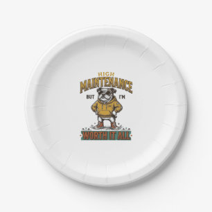 Prato De Papel Camisa com Citação Engraçada de Bulldog Vintage De
