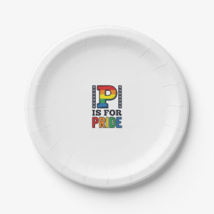 Prato De Papel Camisa de Arco-Íris com Letra P Orgulho Vintage De