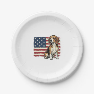 Prato De Papel Camisa de Cachorro com Bandeira Patriótica Beagle 