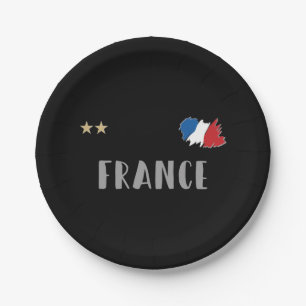 Prato De Papel Camisa de Futebol Fã da França Bandeira Francesa