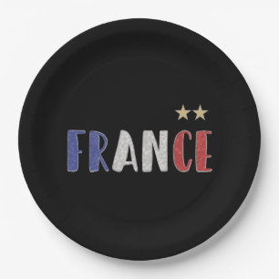 Prato De Papel Camisa de Futebol Fã da França Bandeira Francesa