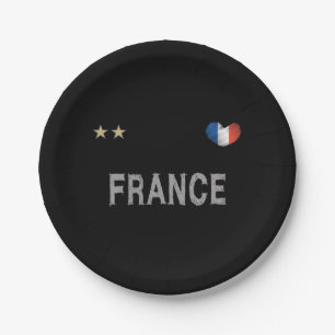 Prato De Papel Camisa de Futebol Fã da França Coração