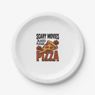 Prato De Papel Camisa de Pizza de Terror para Fãs de Noite de Fil
