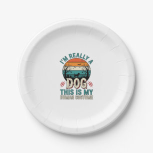 Prato De Papel Camisa Funny Dog Human Costume Vintage Halloween_1
