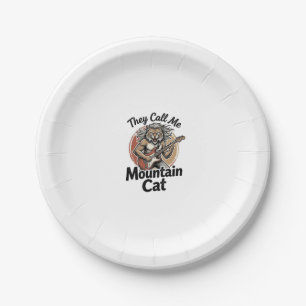 Prato De Papel Camisa Gráfica Vintage de Gato na Montanha_1