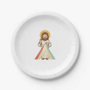 Prato De Papel Camisa Vetorial de Bênção Religiosa Vintage Design