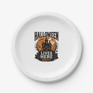 Prato De Papel Camisa Vintage de Halloween Casa Assombrada Todos