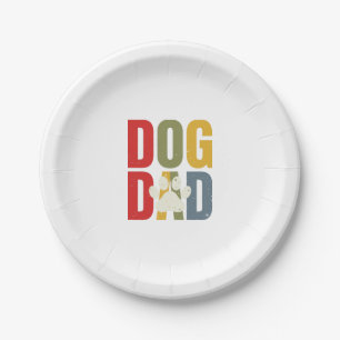 Prato De Papel Camisa Vintage Dog Dad Paw Print Retro Typography_