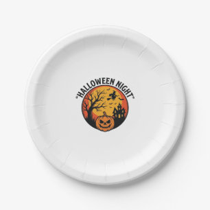 Prato De Papel Camiseta Cena Assustadora de Gravura Antiga Noite 