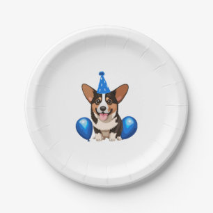 Prato De Papel Camiseta Clássica Azul de Aniversário