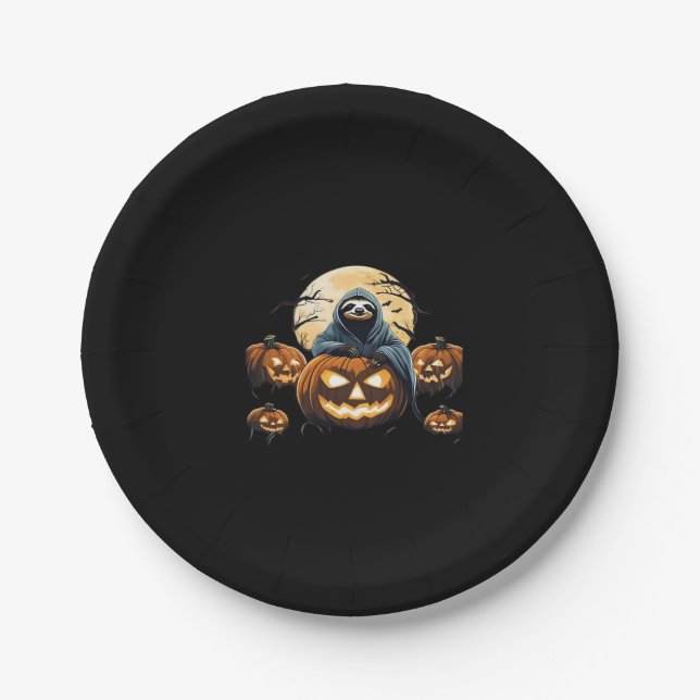 Prato De Papel Camiseta Clássica de Caça à Noite de Sloth (Frente)