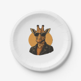 Prato De Papel Camiseta Clássica de girafa girafa fixe
